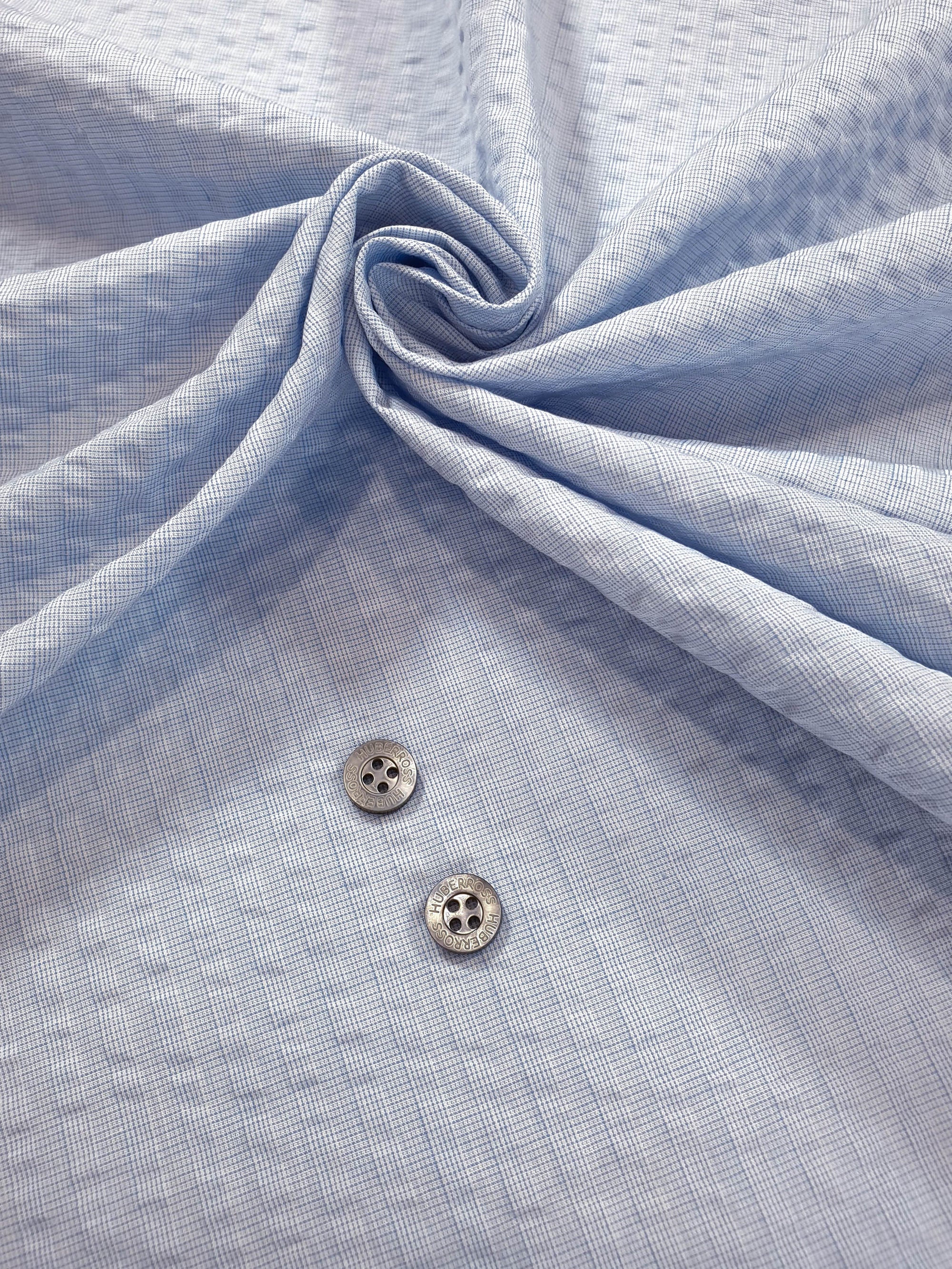 HUBERROSS Seersucker in Blue Subtle Stripes 